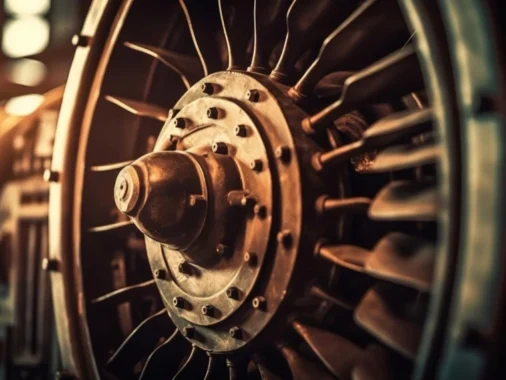 Spinning wheel of old machinery in factory