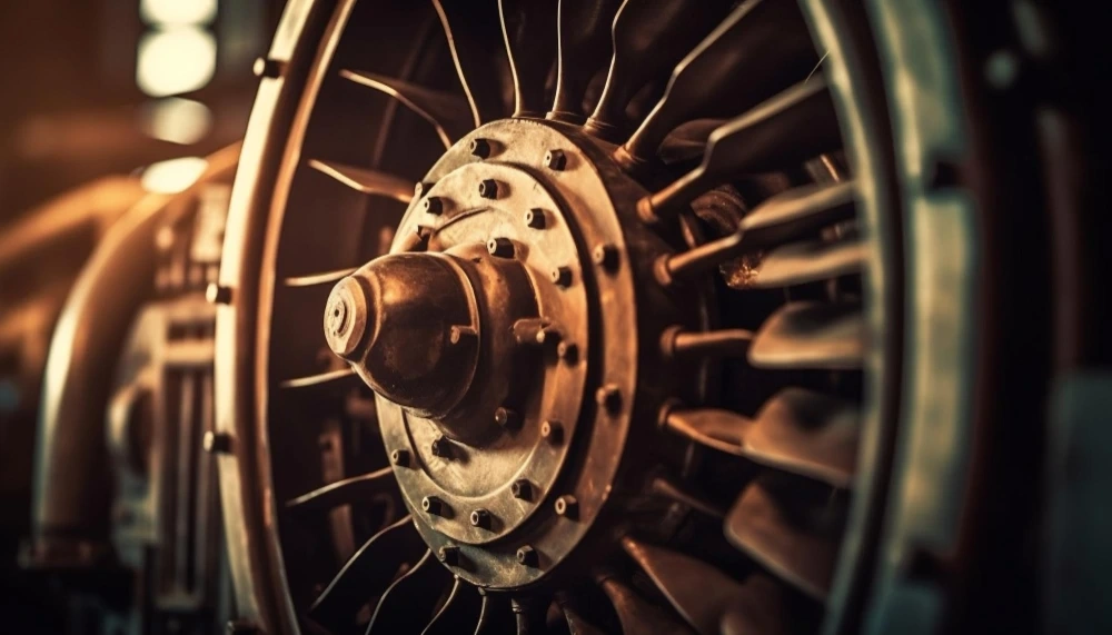 Spinning wheel of old machinery in factory