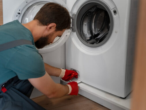 man working as plumber